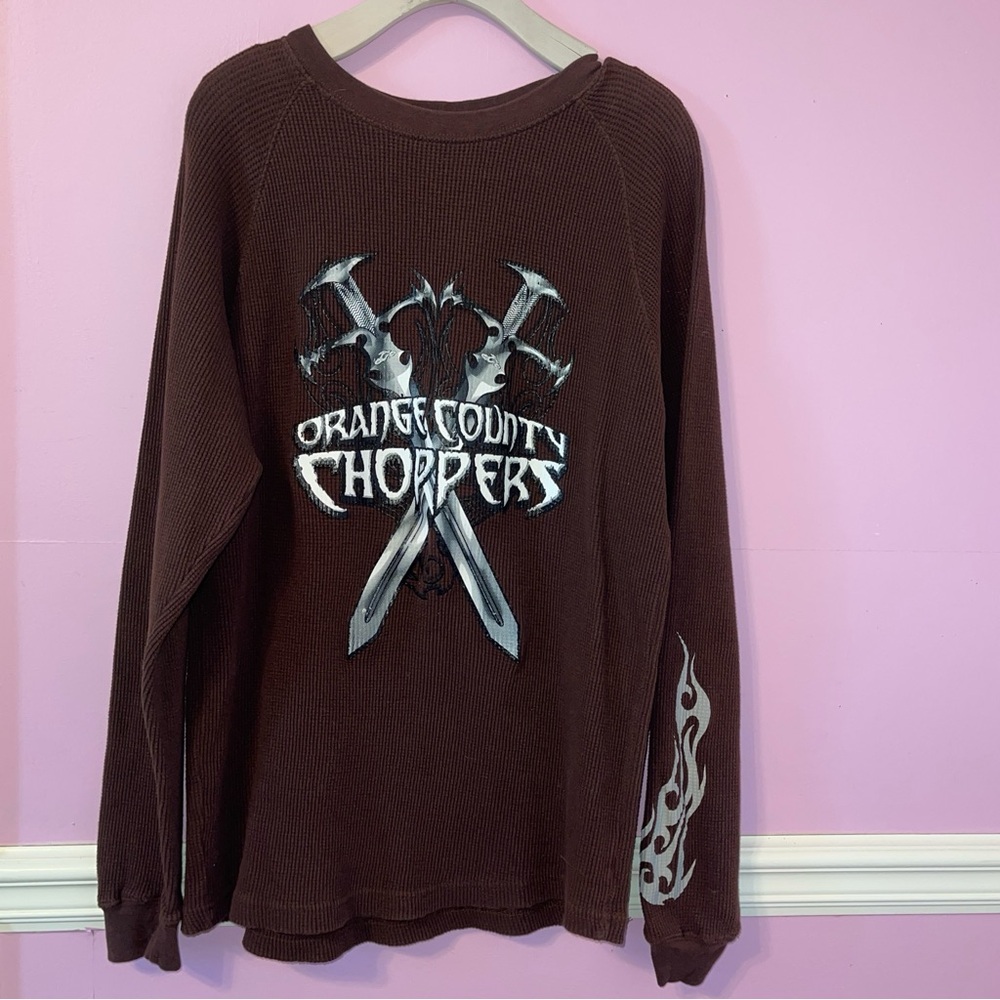 RARE Vintage Y2K Orange County choppers graphic thermal t shirt top motorcycle